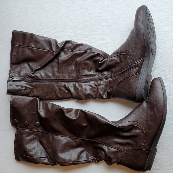Cliffs by White Mountain Brown Faux Leather Mid Calf Fighter Boot 7.5 NWOT - Picture 6 of 7
